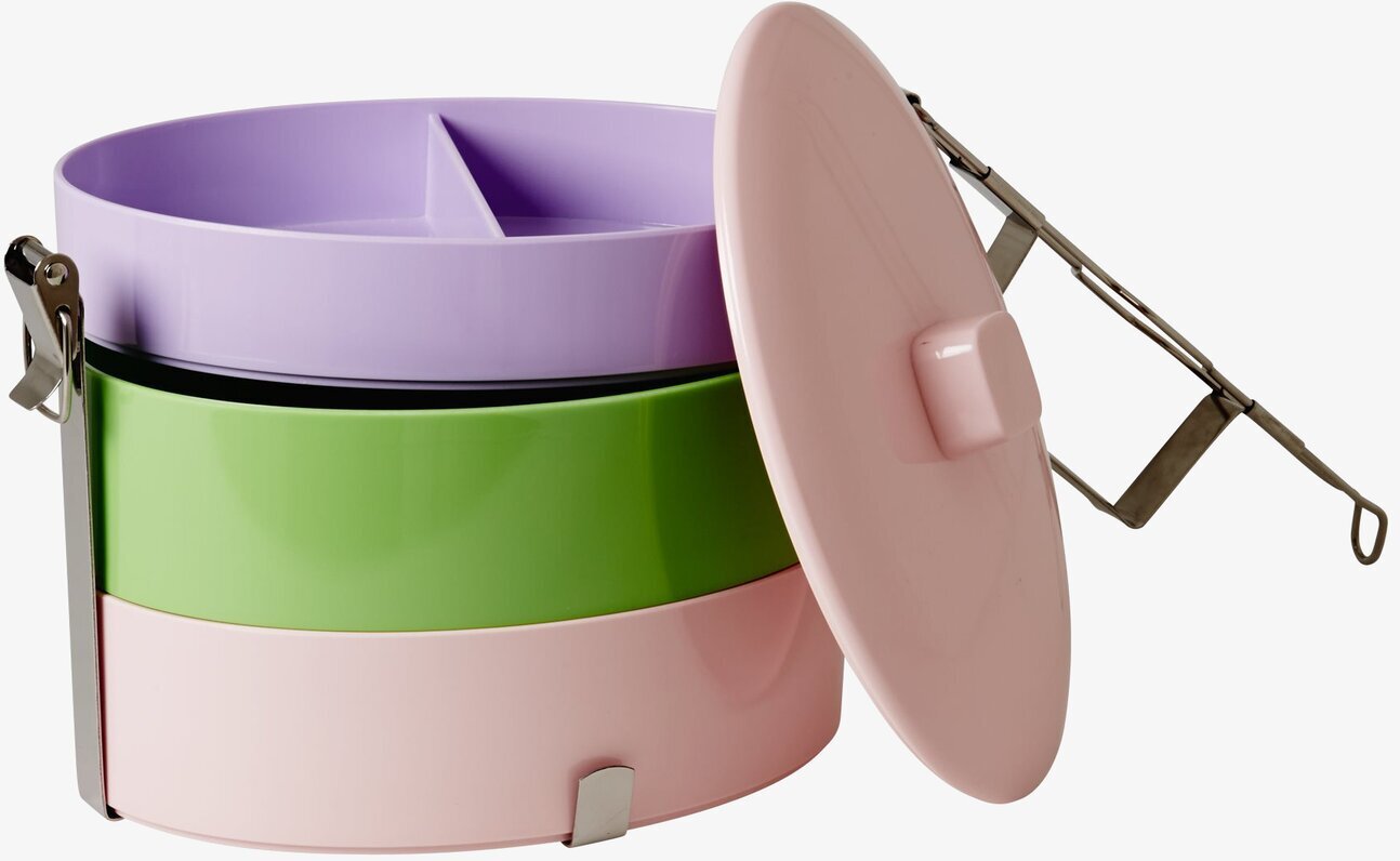 Bild av färgglad och praktisk lunchbox med tre nivåer