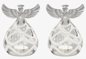 Ängel Glas Led 2-Pack 9cm Deluxe Homeart Lampor Taklampor Golvlampor Bordslampor LED-lampor Ledlampor Fönsterlampor Ljusslingor för