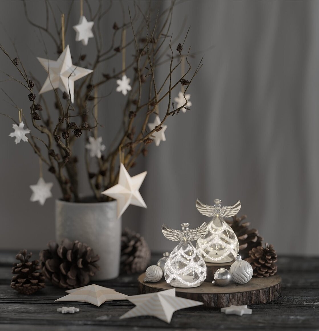 Ängel Glas Led 2-Pack 9cm Deluxe Homeart Lampor Taklampor Golvlampor Bordslampor LED-lampor Ledlampor Fönsterlampor Ljusslingor för