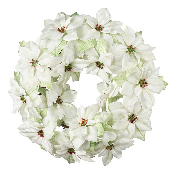 Julstjärna Krans Vit 30 cm Mr Plant Konstväxter Konstblommor Plastväxter Plastblommor