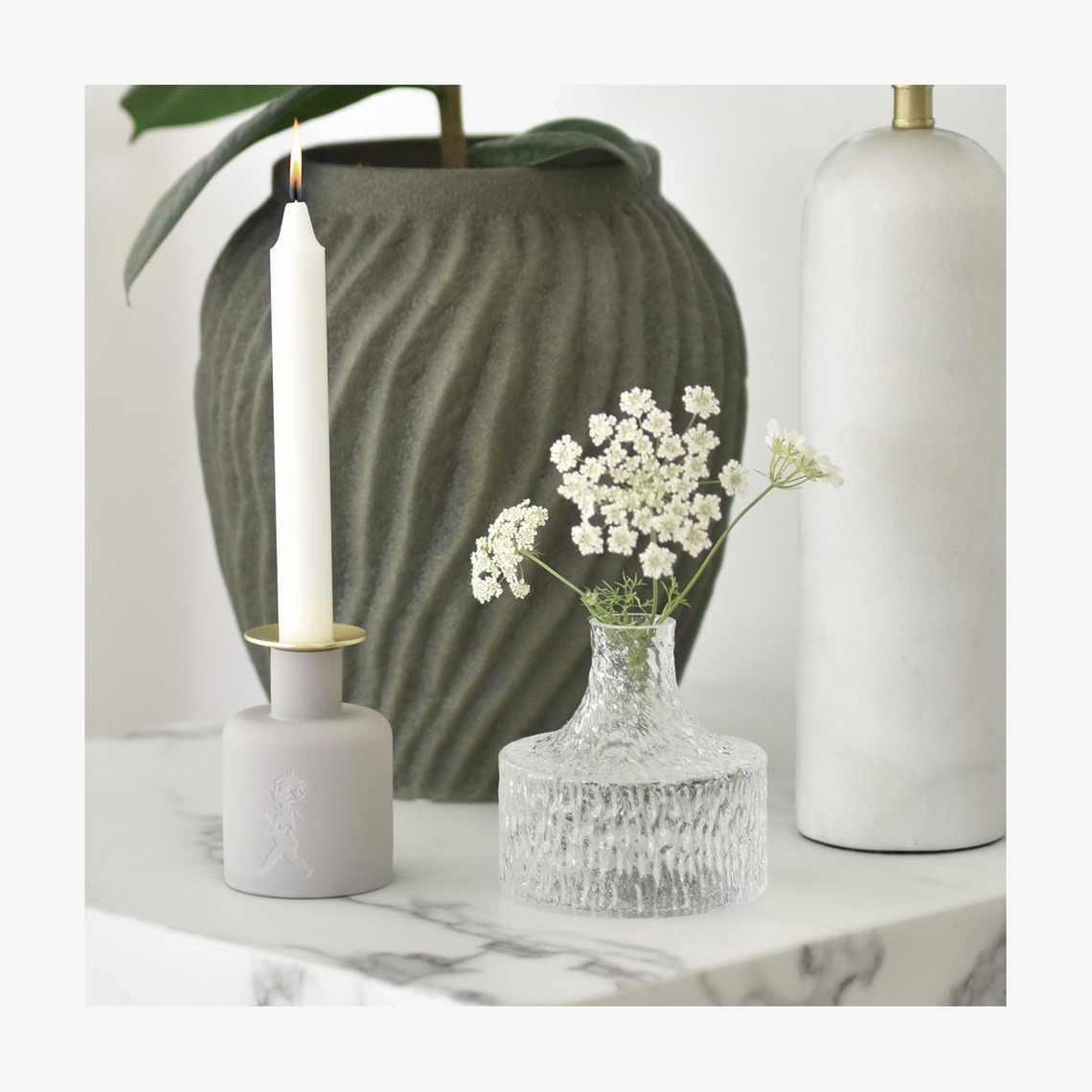 Keramikljusstake - Ljusgrå Solstickan Ljusstakar Adventsstakar Ljushållare Ljushyllor