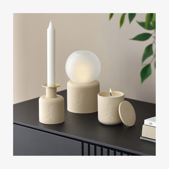 Keramikljusstake - Beige Solstickan Ljusstakar Adventsstakar Ljushållare Ljushyllor