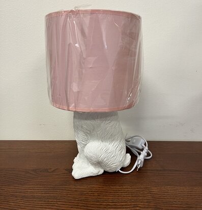 Bordslampa Kanin / Hiding Rabbit - Vit/Rosa (fynd-id 1) Clayre & Eef