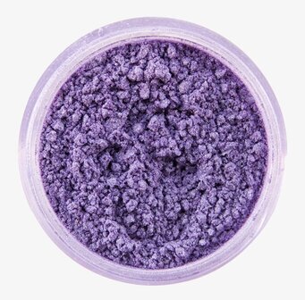 Bild av lila skimrande pulver i transparent behållare