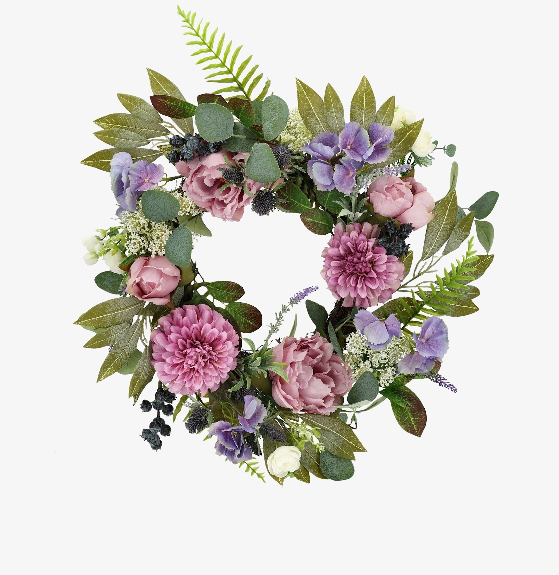 Krans Pion och Dahlia Ø50cm A Lot Decoration Konstväxter Konstblommor Plastväxter Plastblommor