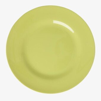 Foto: Limegulgrön rund tallrik på vit bakgrund
