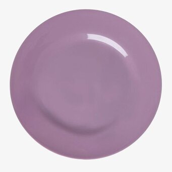 Foto: Lila lavendeltallrik på vit bakgrund, ovanifrån