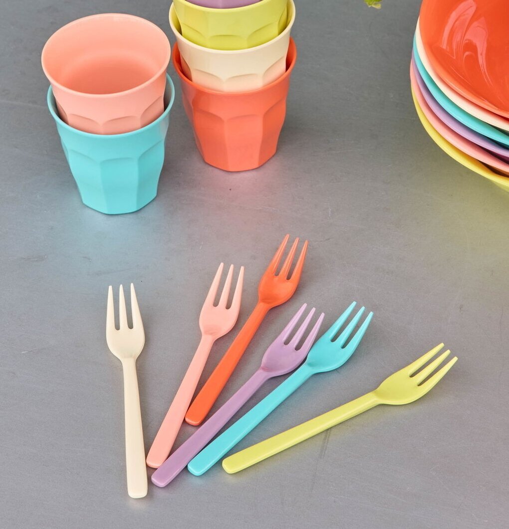 Dessertgafflar 6-pack - Glory Days Colors Rice Bestick Sked Kniv (att äta med) Gaffel