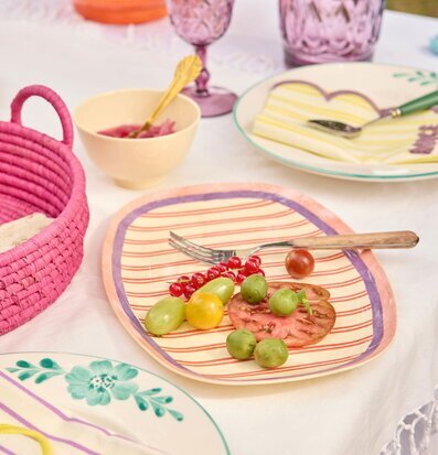 Tallrik Melamin Stripey Love Print Rice Tallrikar Djupa tallrikar (ej skål) Desserttallrikar Assietter Barntallrikar Picknicktallrikar