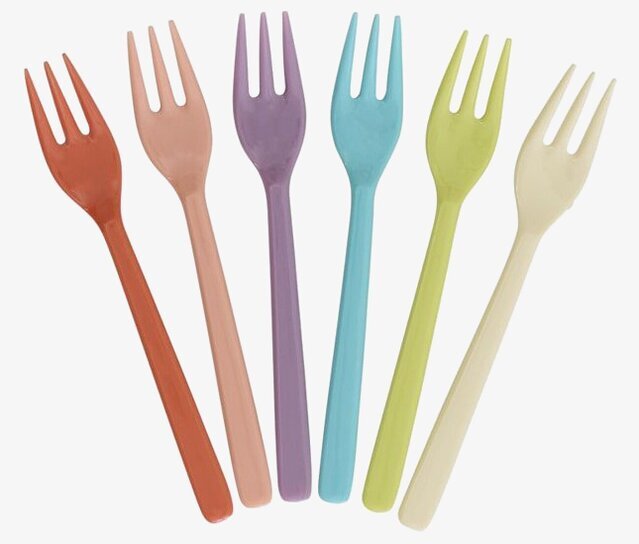 Dessertgafflar 6-pack - Glory Days Colors Rice Bestick Sked Kniv (att äta med) Gaffel