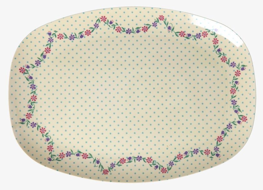 Tallrik Melamin Dots and Flowers Print Rice Tallrikar Djupa tallrikar (ej skål) Desserttallrikar Assietter Barntallrikar Picknicktallrikar