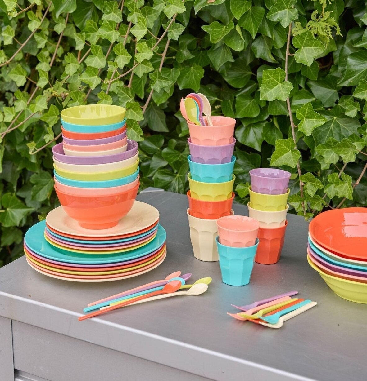 Teskedar Melamin 6-pack - Glory Days Colors Djupa skålar days Color Rice Bestick Sked Kniv (att