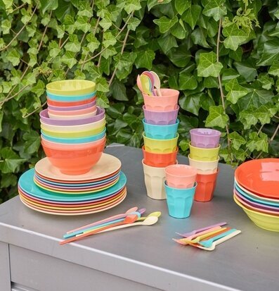 Teskedar Melamin 6-pack - Glory Days Colors Djupa skålar days Color Rice Bestick Sked Kniv (att