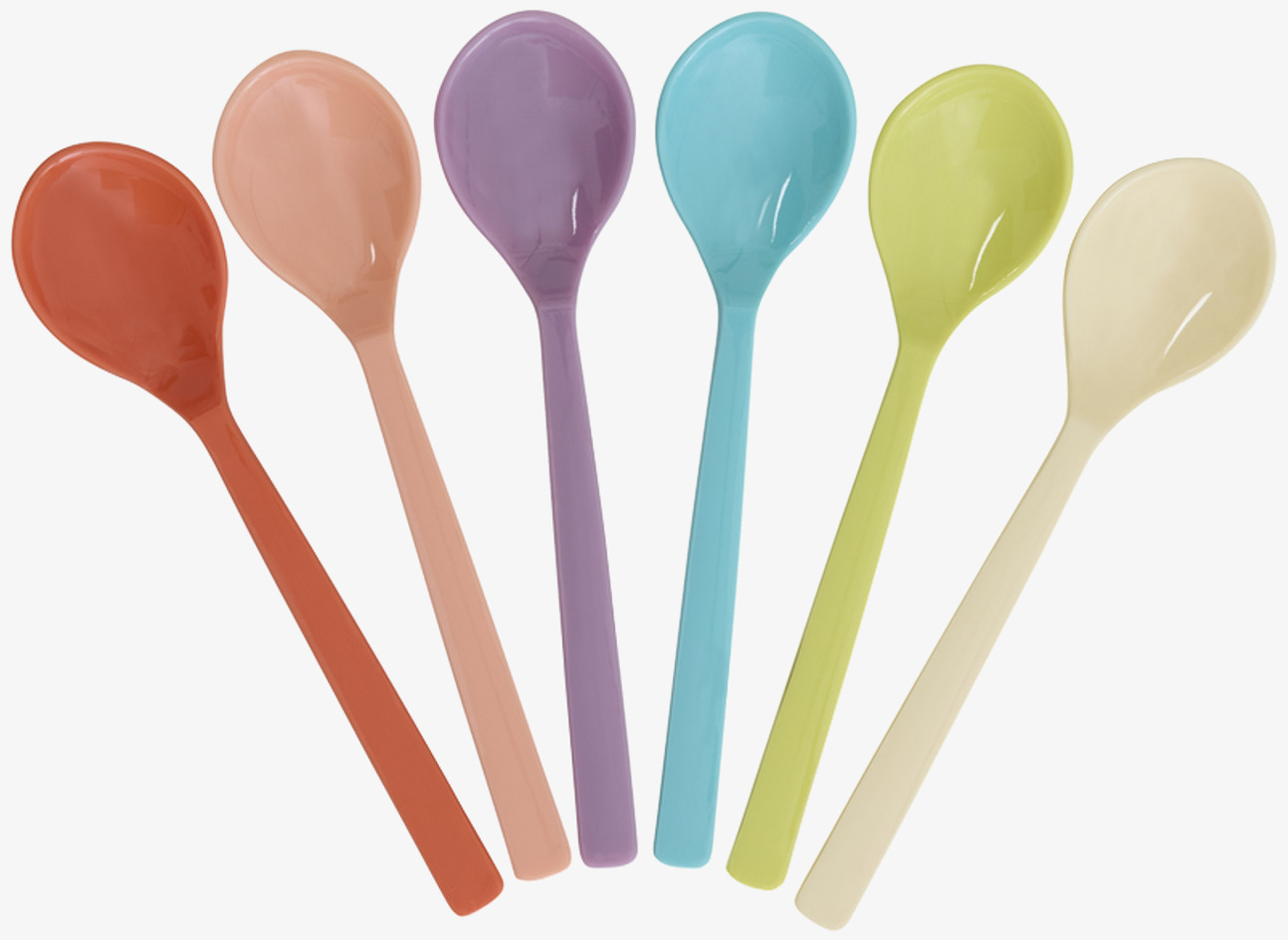 Teskedar Melamin 6-pack - Glory Days Colors Rice Bestick Sked Kniv (att äta med) Gaffel