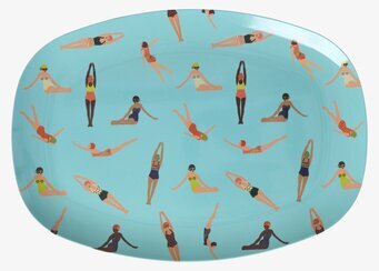 Tallrik Melamin Retro Swimster Print Rice Tallrikar Djupa tallrikar (ej skål) Desserttallrikar Assietter Barntallrikar Picknicktallrikar