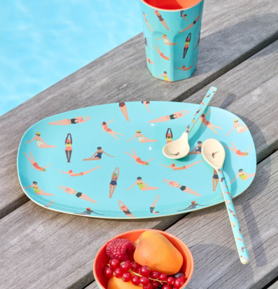 Tallrik Melamin Retro Swimster Print Rice Tallrikar Djupa tallrikar (ej skål) Desserttallrikar Assietter Barntallrikar Picknicktallrikar
