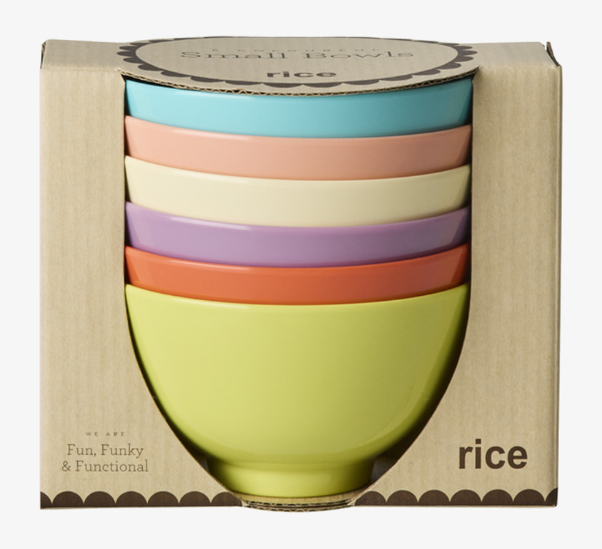 Små Skålar Melamin 6-pack - Glory Days Colors Rice att äta ur tilltugg Såskannor/Vispskål Skål servering