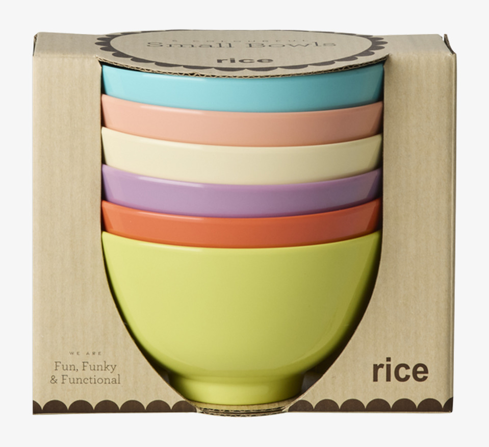 Små Skålar Melamin 6-pack - Glory Days Colors Rice att äta ur tilltugg Såskannor/Vispskål Skål servering