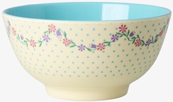 Foto: Skål med turkosa prickar och blomrankor
