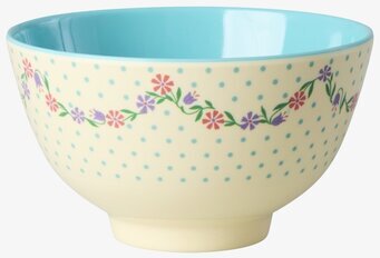 Foto: Liten skål med turkos insida och blommönster