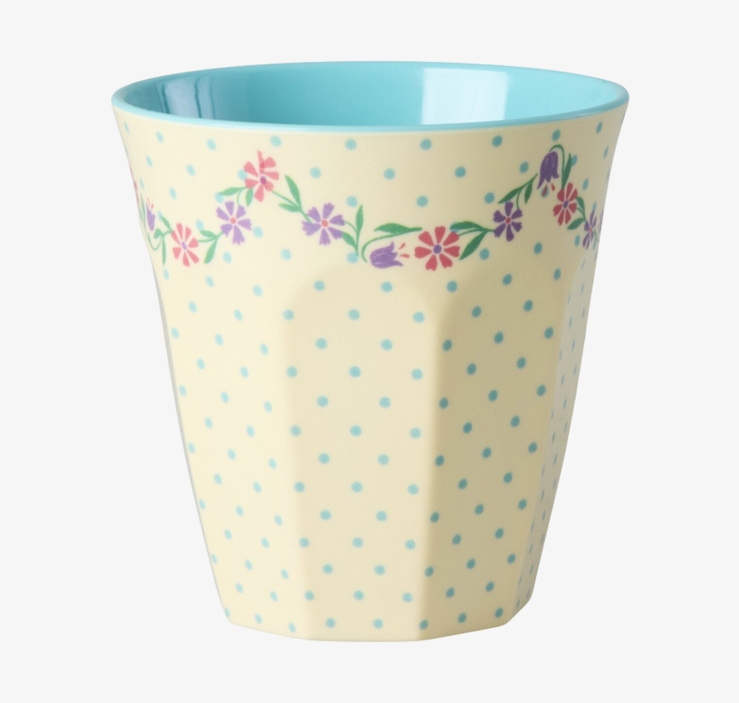 Melaminmugg Dots and Flowers Print Rice Melaminmuggar Lattemuggar i melamin Melaminkoppar