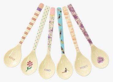 Teskedar Print Melamin 6-pack Rice Bestick Sked Kniv (att äta med) Gaffel