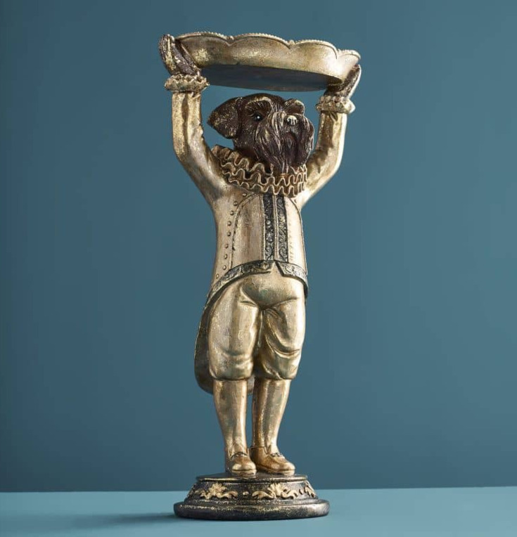 Sir Winston – Hundstaty med fat Werner Voss Serveringsbrickor Brickset Serveringsfat Övrig prydnad/dekoration för inredning innemiljö