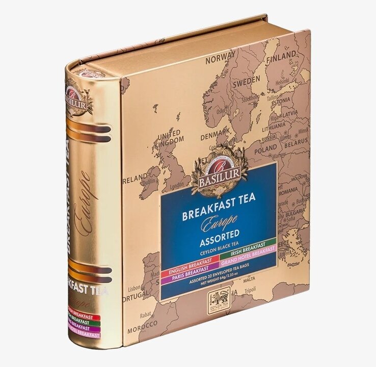 Foto av teförpackning med Europakarta på framsidan