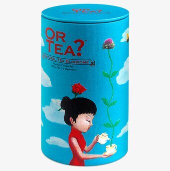 Bild av färgglad teförpackning med konstnärlig design