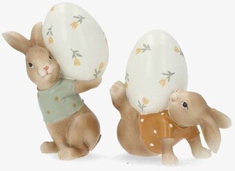 Foto: Påskdekorationer kaniner med ägg, set 2 st