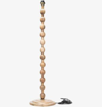 Foto av golvlampa i trä med kulformad stam och fot