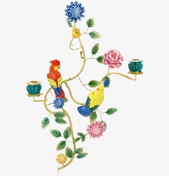 Foto väggdekoration med safari-fåglar och ljushållare