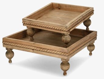 Foto: Piedestalbrickor i trä, set med två rektanglar