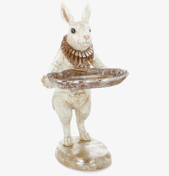 Foto på kaninfigur med fat – påskdekoration 60cm