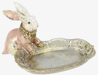 Foto: Dekorativt kaninfat i silver, rosa och guldtoner