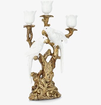 Foto: Ljusstake med fåglar på gren, 3 ljushållare