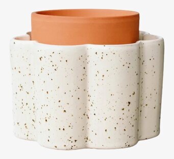 Foto: Självvattnande kruka offwhite med insatskruka