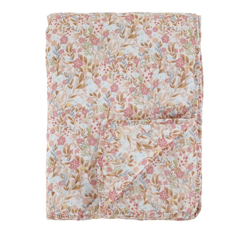 Pläd Flower Rose/Skyblue Chic Antique Täcken, filtar, plädar och överkast Filtar Plädar Överkast
