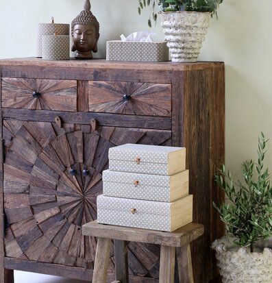 Amilly Förvaringsask Set/3 Opal Chic Antique Förvaringslådor och korgar Boxar Förvaringsboxar Porslinsboxar Trälådor Smyckesboxar i porslin