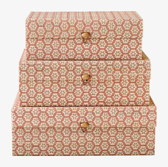 Foto: Staplade förvaringsaskar set/3 i coral blush