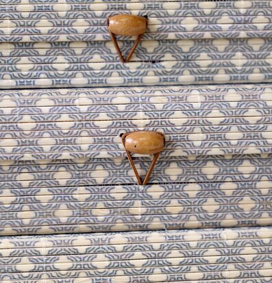 Foto: Staplade förvaringsaskar med blått mönster 3st