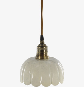 Foto av hängande fönsterlampa med cremefärgat glas