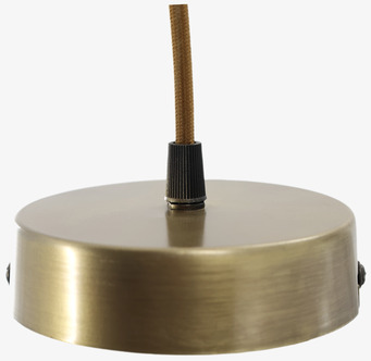 Foto: Mässingsfärgad takkåpa med brun textilkabel