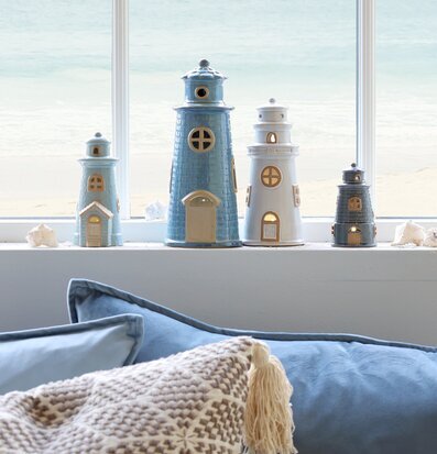 Fyr Keramik LED Creme Ocean Chic Antique Lampor Taklampor Golvlampor Bordslampor LED-lampor Ledlampor Fönsterlampor Ljusslingor för