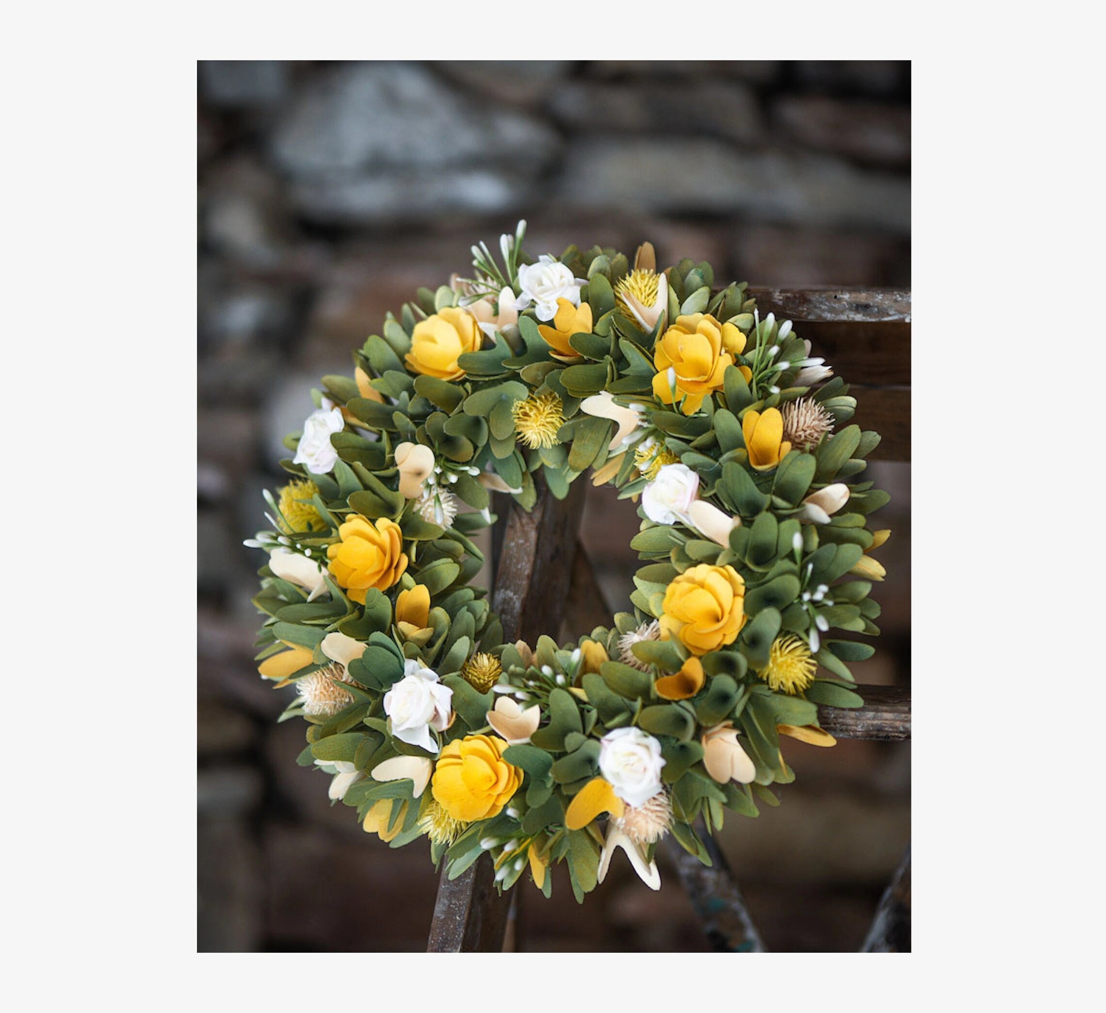 Krans Rosor Gul A Lot Decoration Övrig prydnad/dekoration för inredning innemiljö