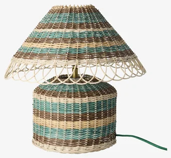 Bordslampa Rotting Brun/Blå Rice Lampor Taklampor Golvlampor Bordslampor LED-lampor Ledlampor Fönsterlampor Ljusslingor för dekoration