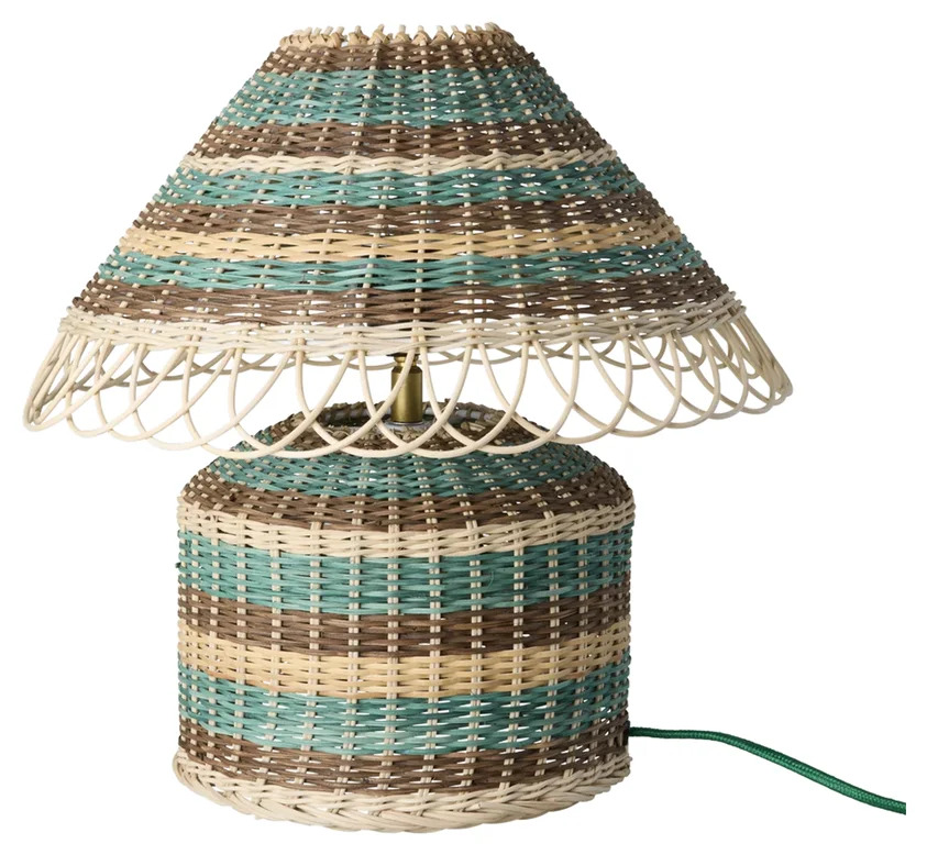 Bordslampa Rotting Brun/Blå Rice Lampor Taklampor Golvlampor Bordslampor LED-lampor Ledlampor Fönsterlampor Ljusslingor för dekoration