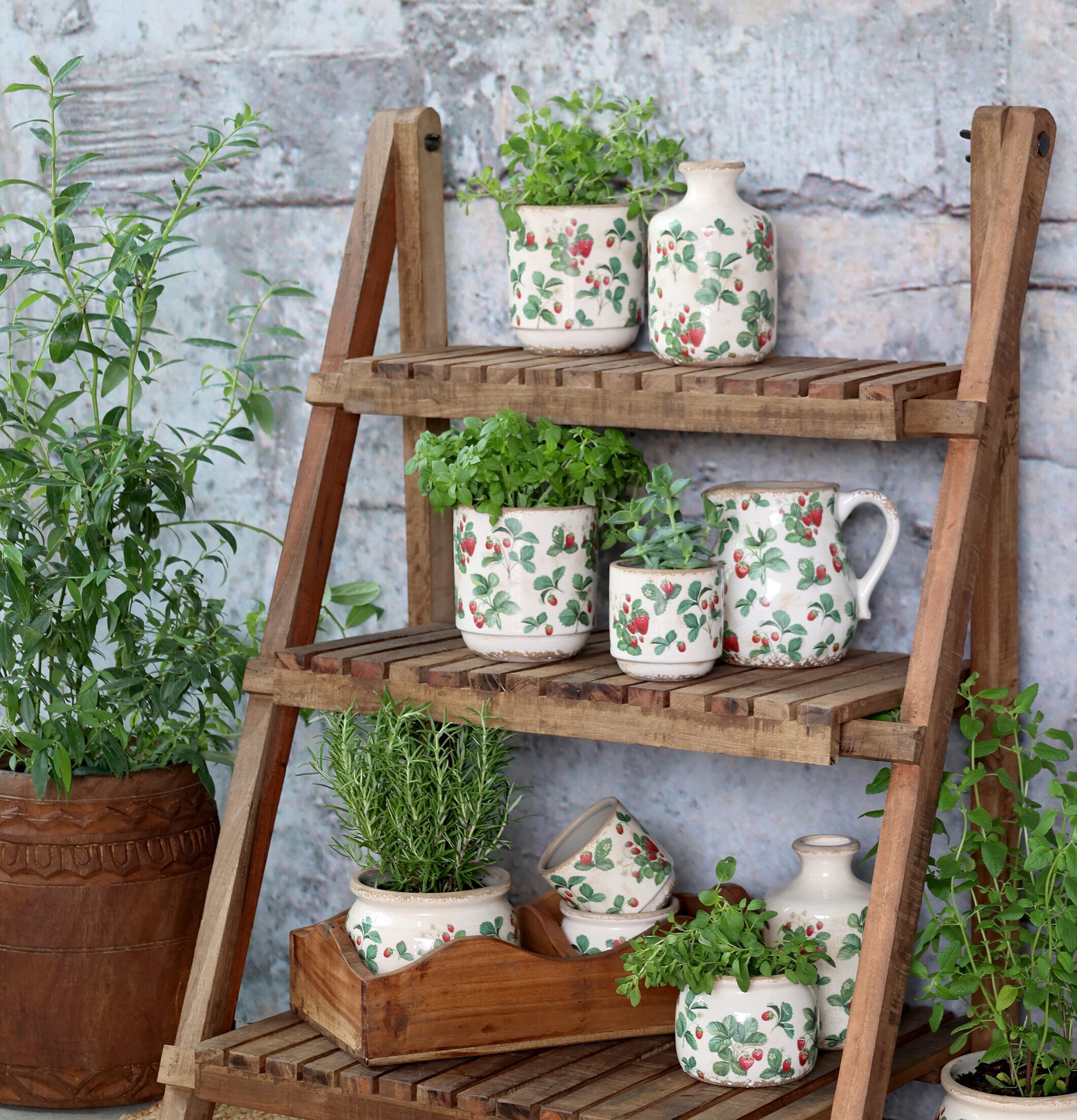 Fraises Kruka Jordgubbar Ø15,5cm Ø13cm Ø12cm Chic Antique Krukor Örtkrukor Glaskrukor