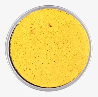 Bild av intensiv gul ansiktsfärg i klar plastburk