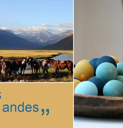 Bild: Kontrasterande landskap och färgglad ljusslinga